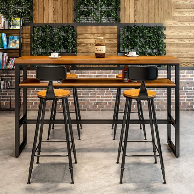 Tavolo da pranzo moderno rettangolo barre da pranzo in legno tavolo da barra con scaffali