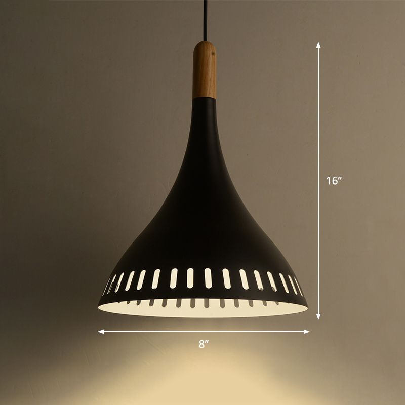 8"/12“ Wide Conical Metal Pendant Contemporary 1 Light Black Hanging Ceiling Light for Dining Room