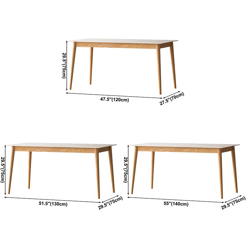Moderne stijl gesinterde stenen eettafel witte rechthoekige tafel met houten basis