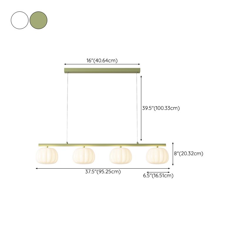 4-Light Green/White Finish Modernism Shaded Statement Kitchen Island Light
