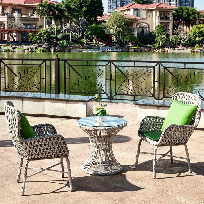 Modern Glass Top Dining Table Set 1/2/3/4/5 Pcs Rattan Outdoor Dining Set