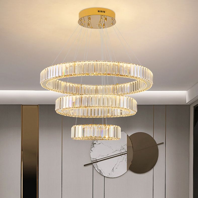 Multi-Tier Chandelier Light Fixture Modern Simplicity Crystal Pendant Lighting for Restaurant