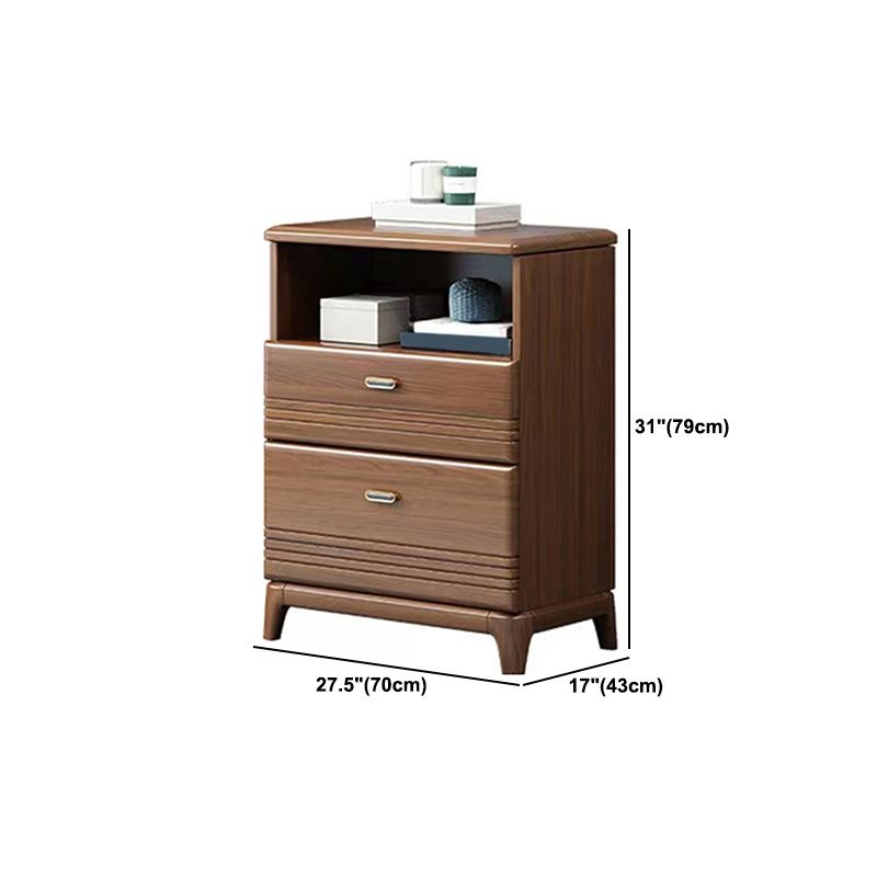Mid-Century Modern Chest with 1 Shelf and Drawers and Legs in Walnut