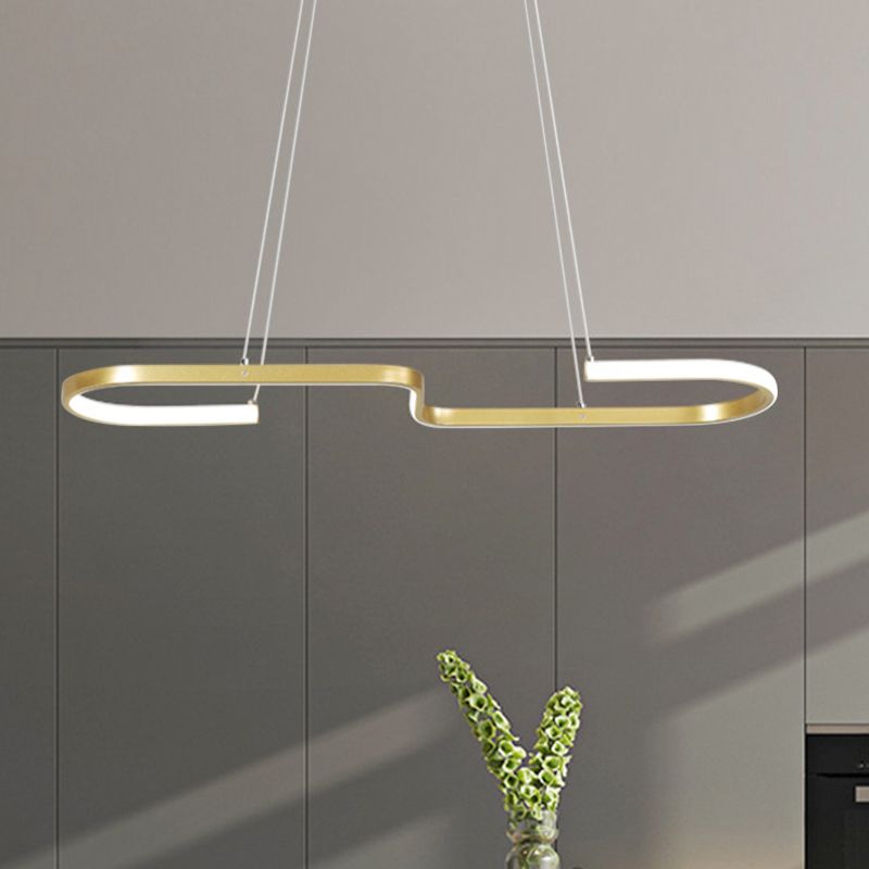 Modernisme en forme de lustre en forme de la lampe à manger métallique LED Pendante LED PENDANT en noir / or, lumière chaude / blanche