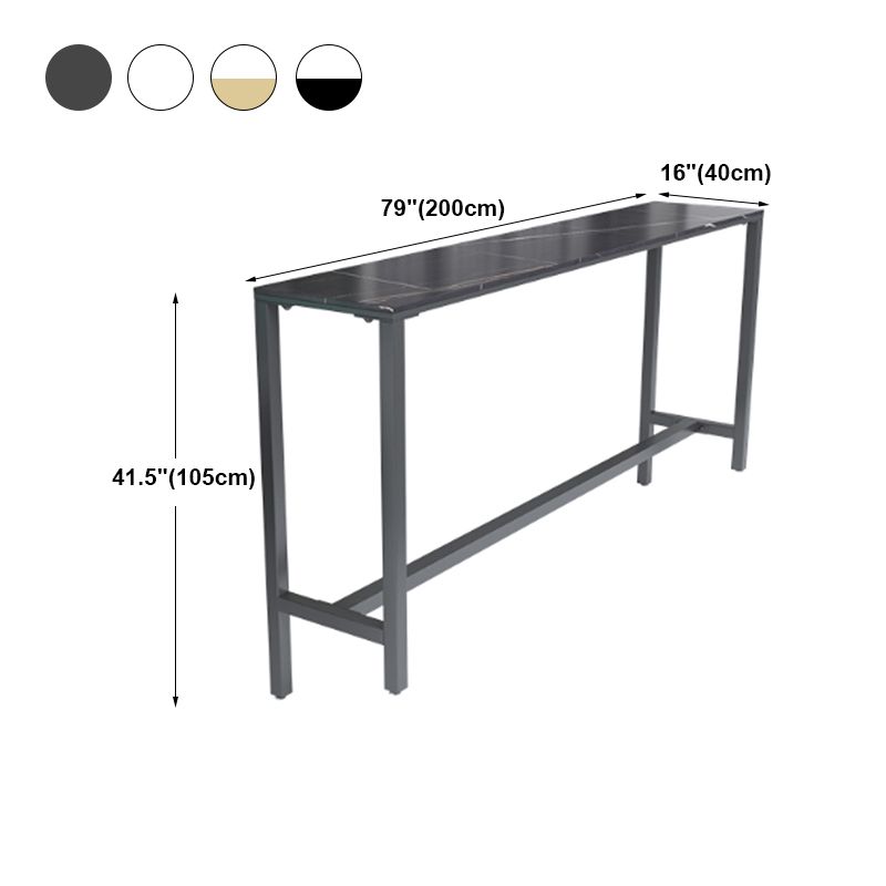 Rectangle Stone Modern Cocktail Bar Table Footrest Trestle Pub Height Dining Table