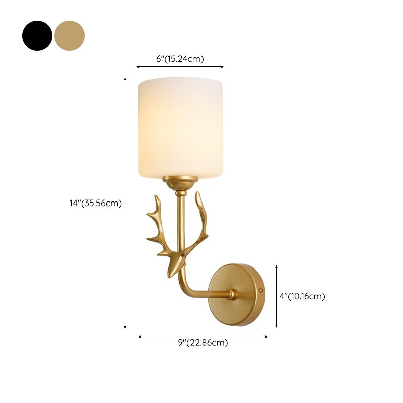 1-Light Cylinder Sconce Light Modern Glass Sconce Light Fixture