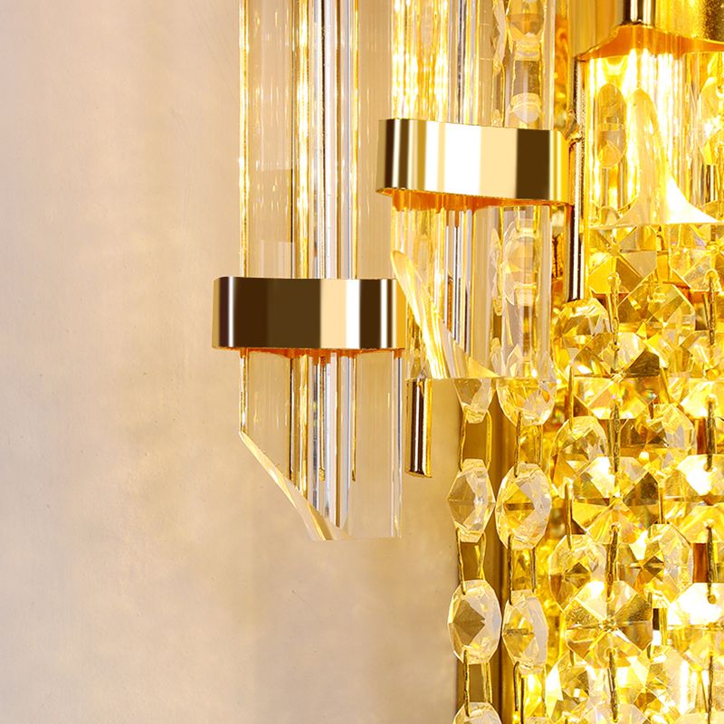 Lámpara de pared de oro de cristal en el estilo artístico moderno de metal electroplacado de 3 luces.