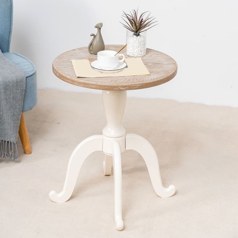 Rustic End Table Living Room Metal 4 Legs Solid Wood Side Table