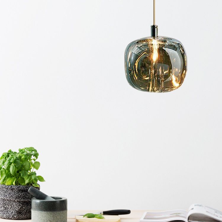 Glass Block Ceiling Pendant Light 1 Light Creative Hanging Light for Living Room Bar