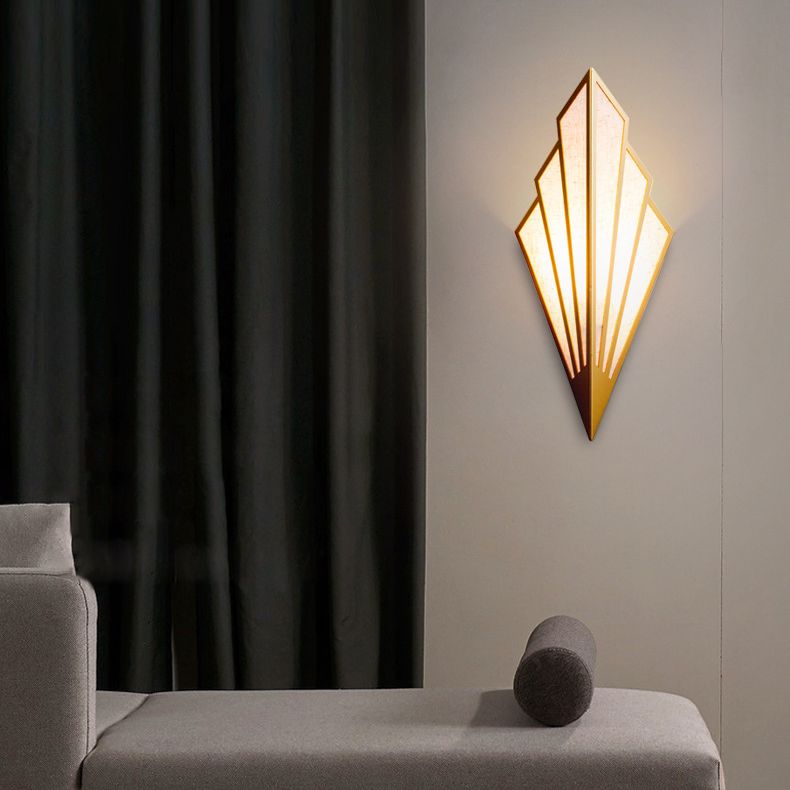 Post-modern Style Metal Geometric Wall Lamp Creative Fabric Shade Wall Mount Light in Electroplated Gold