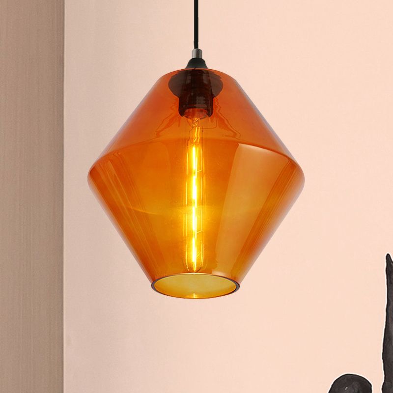 Single a diamante a diamante soffitto a sospensione leggera vintage nere arancione/blu/verde lampada appesa