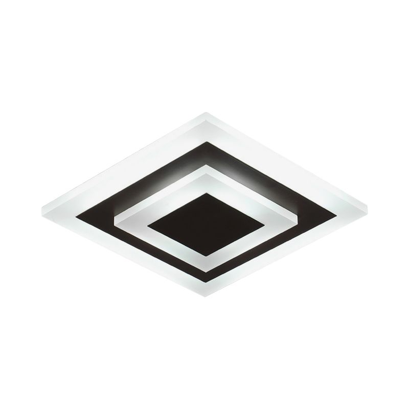 Lámpara de techo pequeña redonda/cuadrada estilo simple acrílico blanco/café LED empotrado en luz blanca/cálida para pasillo