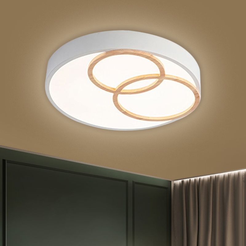 Plafonnier encastré arrondi gris/blanc nordique, luminaire métallique LED de largeur 14/18/21.5 pouces