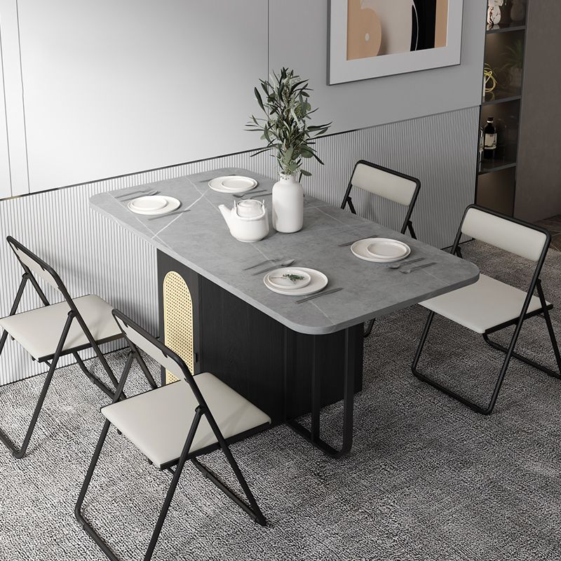 Mesa de comedor de madera plegable mesa moderna moderna medieval con base de caballete de almacenamiento