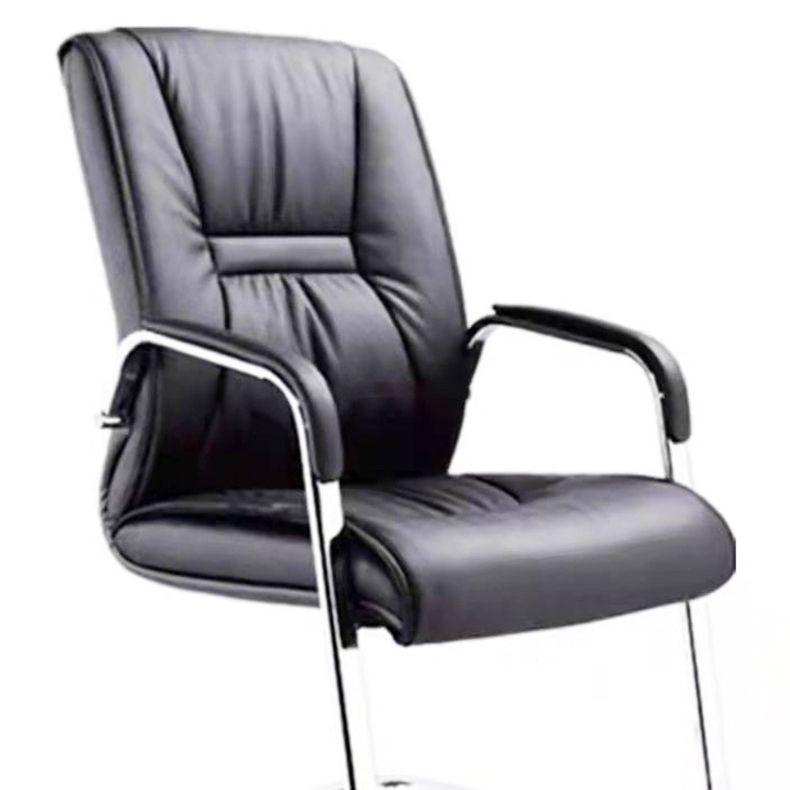 High Back Office Chair Faux Leather Padded Fixed Arms Conference Chair