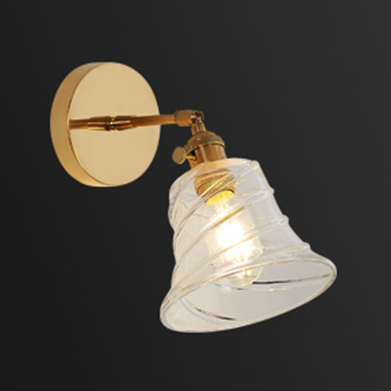 Nordic Brass Wall Light Geometric 1 Light Wall Sconce with Glass for Living Room