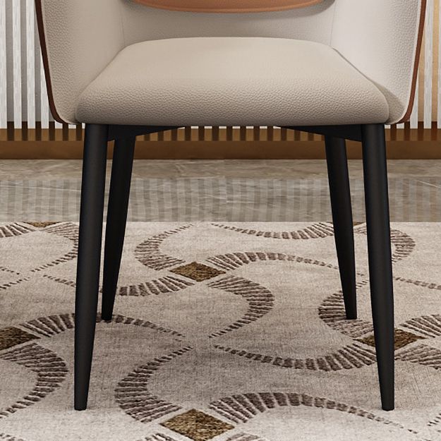 Silla de comedor tapizada con respaldo sólido de metal con brazo para el hogar escandinavo