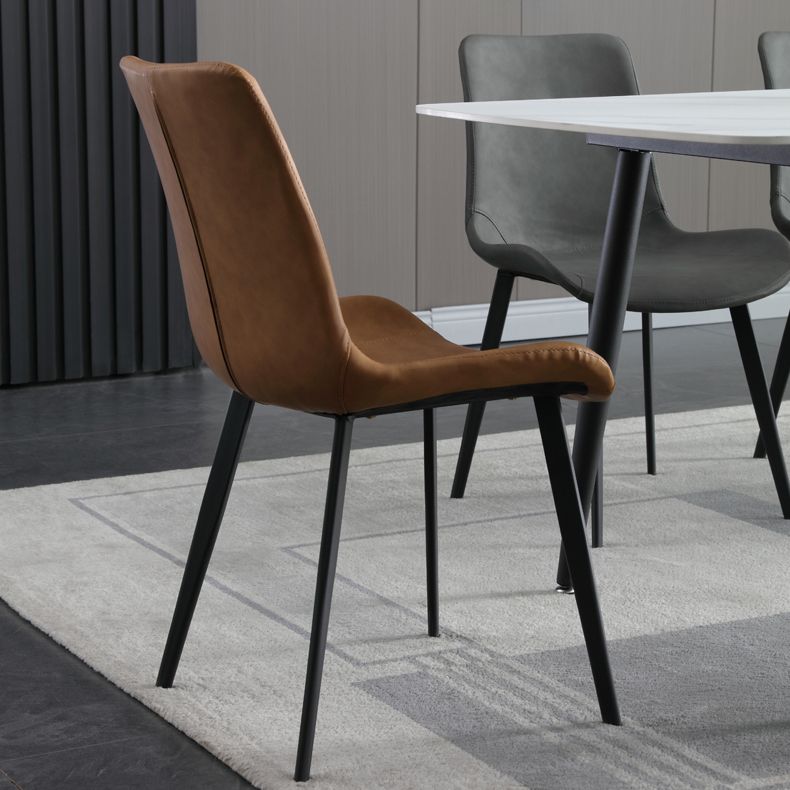 Scandinavian Metal Dining Chairs Dining Room Solid Back Armless Chairs