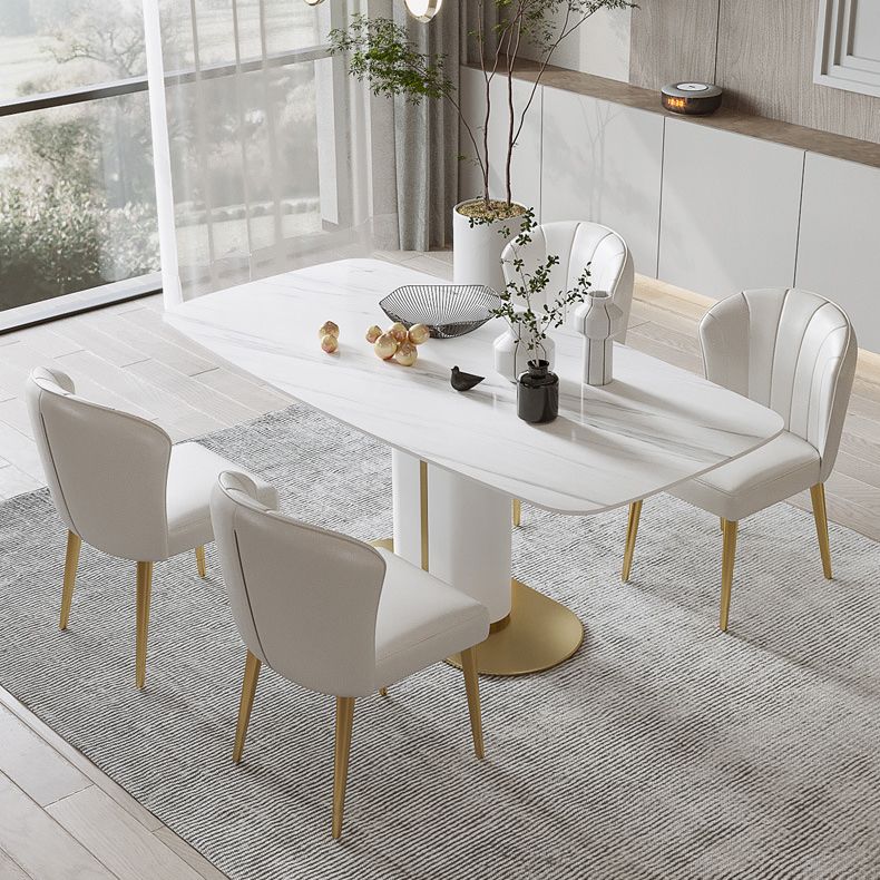 Luxury 1/4/5/6/7 Pieces Dining Set Sintered Stone Dining Table with Leather Chairs