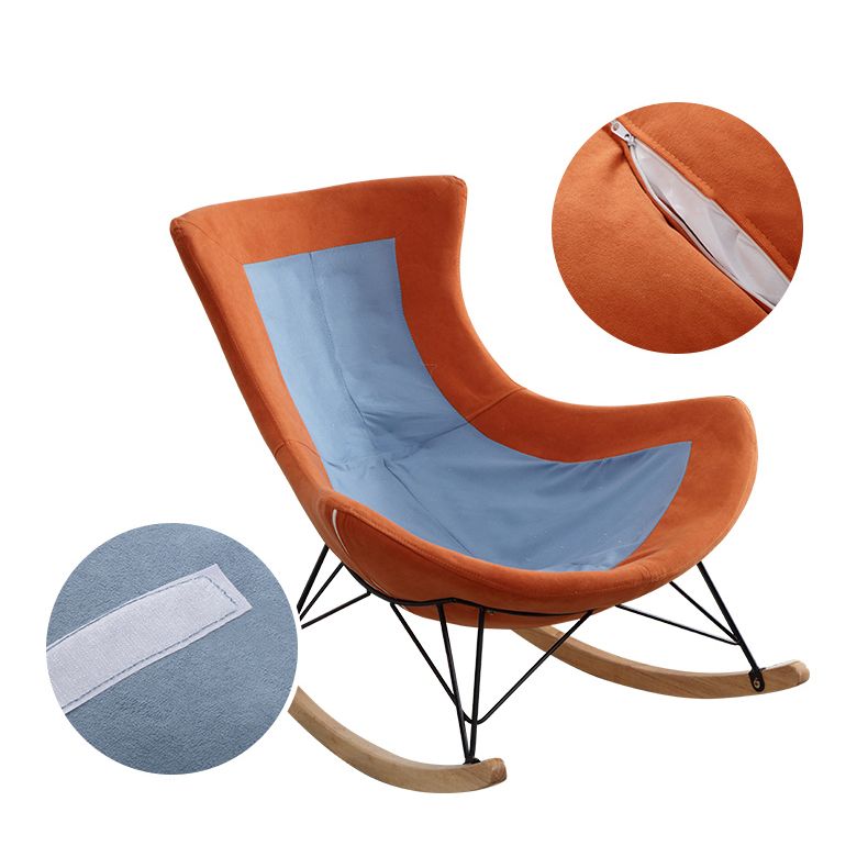 Modern Indoor Rocking Chair Solid Color Dark Legs Rocker Chair with Ottoman