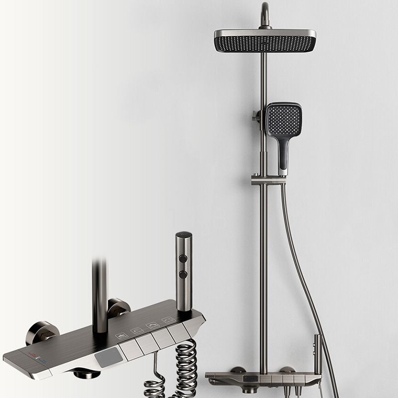 Modern Thermostatic Shower System Solid Color Slide Bar Included Shower Head Combo