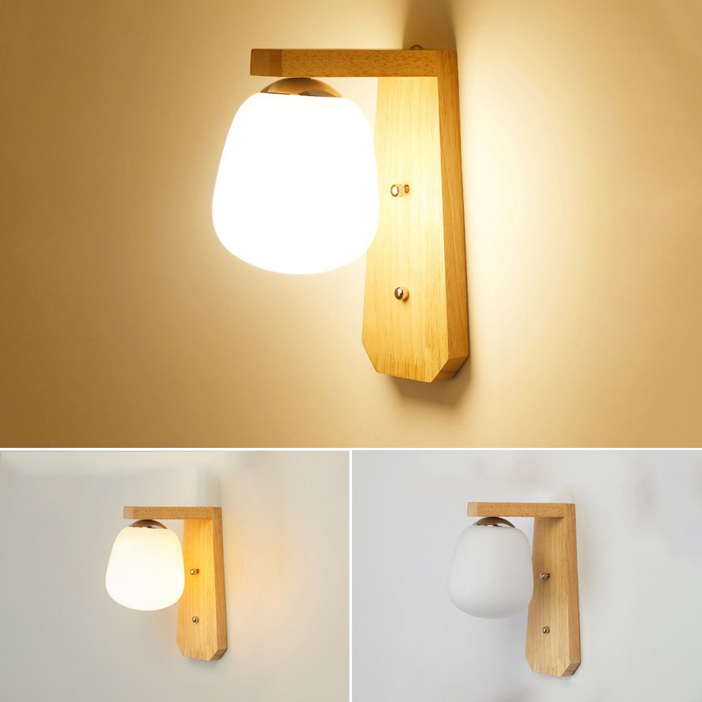 Modern Style Wall Mounted Lamps Wood 1 Light Flush Mount Wall Sconce for Bedroom