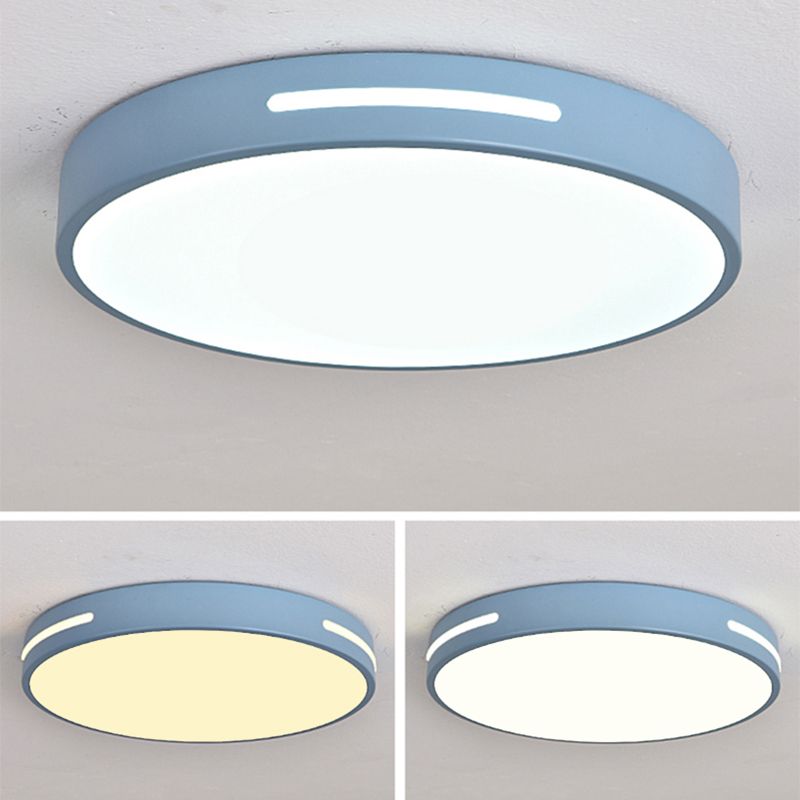 Plafonnier LED en fer laqué dans un style moderne et concis, plafonnier circulaire en acrylique en forme de macaron