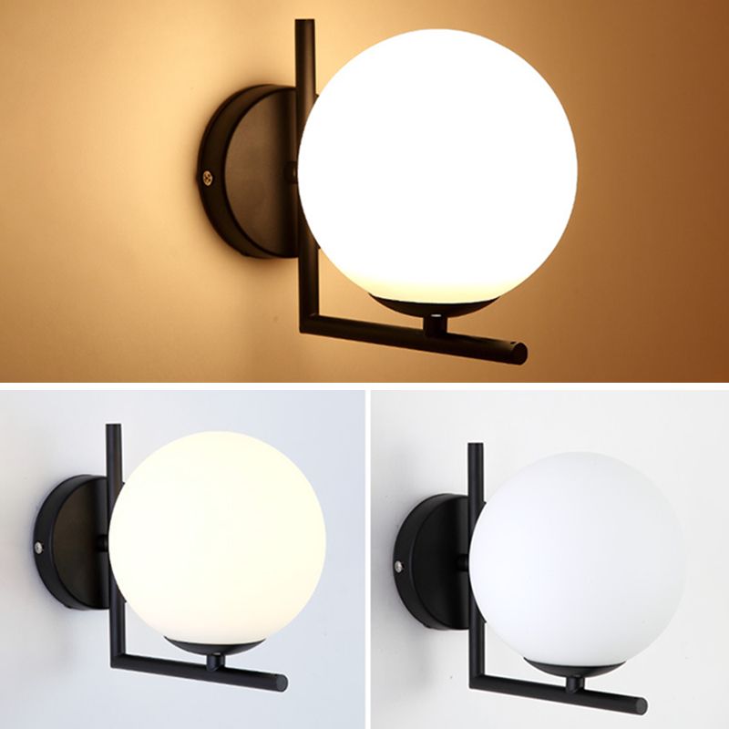Spherical Bedroom Wall Sconce Lighting Glass Modern Style Wall Mounted Light Fixture