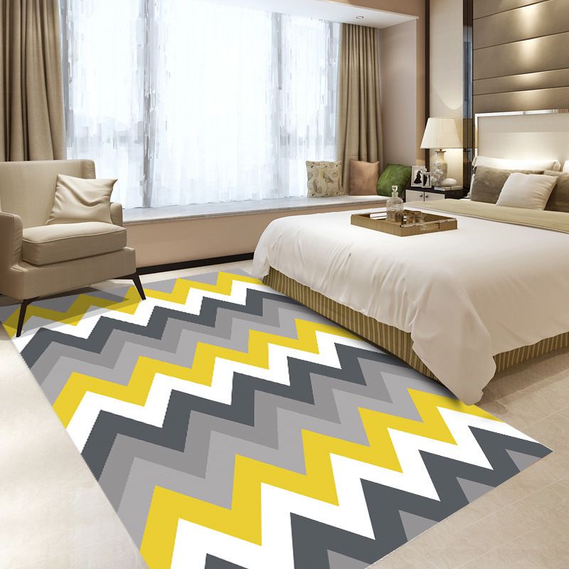 Decorative Geometry Printed Area Rug Modern Simplicity Area Carpet Polyester Non-Slip Backing Carpet for Living Room