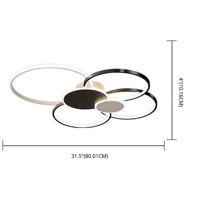Lámpara de techo LED minimalista con iluminación empotrada y círculo de metal para sala de estar