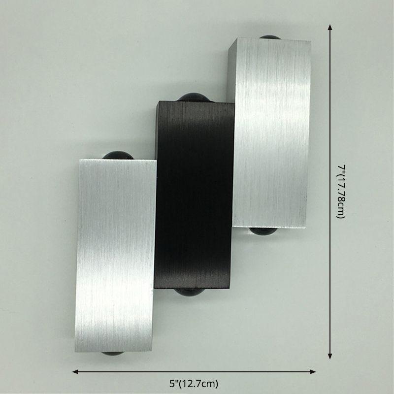 3 combinazione rettangolare a LED SCONCE SCONCE a 6 luci a 6 luci moderne lampada a parete in alluminio spazzolato in luce bianca calda