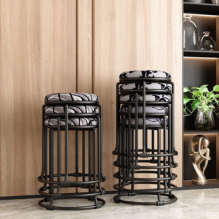 Glam Standard Ottoman Round Plain Velvet Tear Resistant Indoor Ottoman