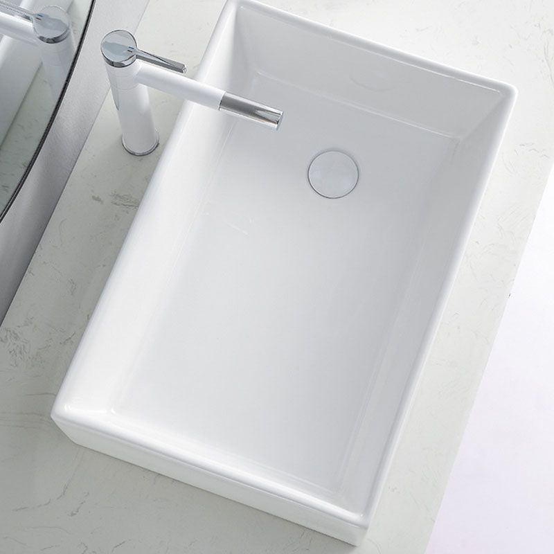Rectangular Bathroom Sink Porcelain Trough Bathroom Sink(Not Included Faucets)