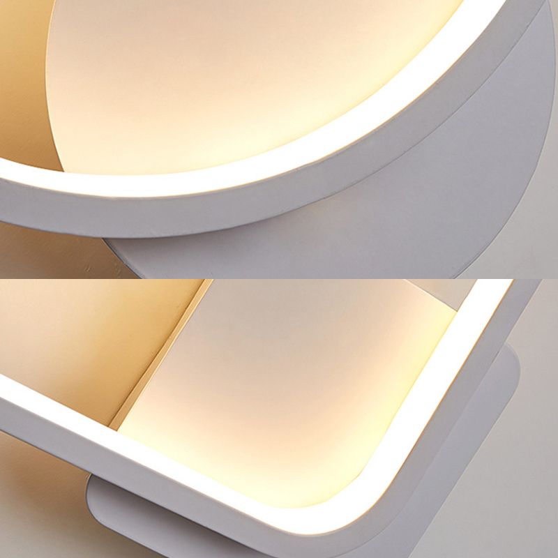 Weiße geometrische LED -Wandlampe in der modernen Einfachheit schmiedeeisere Wandleuchten mit Acrylschatten