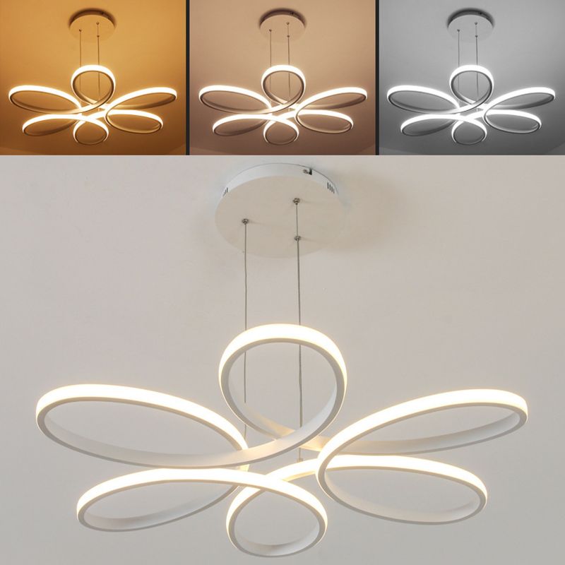 Wit LED lineair hanglampje in moderne creatieve stijl smeedijzeren hangende lamp met acrylschaduw