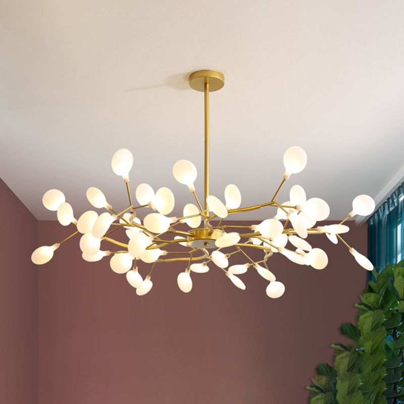 Nordic Trendy Firefly Chandelier Acrylic Living Room Ceiling Suspension Lamp in Gold