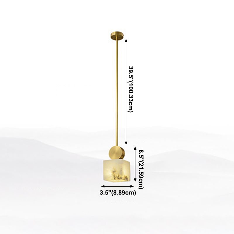 Marble Geometry Shape Hanging Lights Modern Style 1 Head Hanging Mount for Restaurant