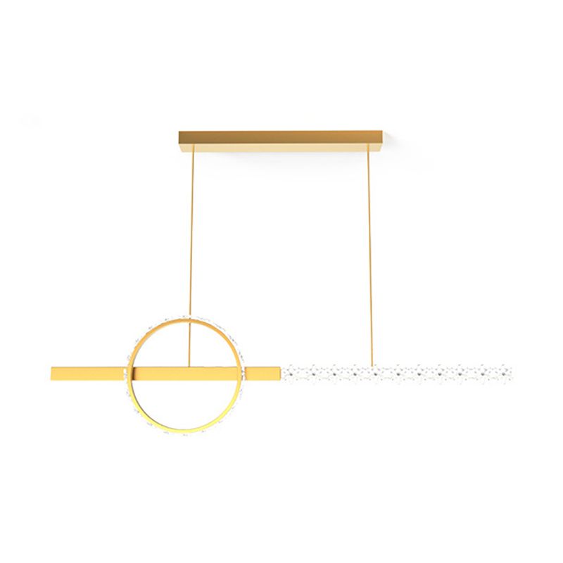 Moderno lampadario a forma di pizzo lineare Isola illuminazione in metallo 2 luci isola luminosa in oro