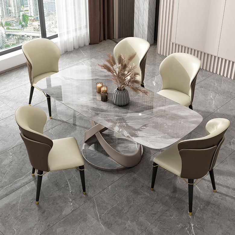 Contemporary 1/4/5/6 Pieces Dining Set Gray Sintered Stone Dining Room Set
