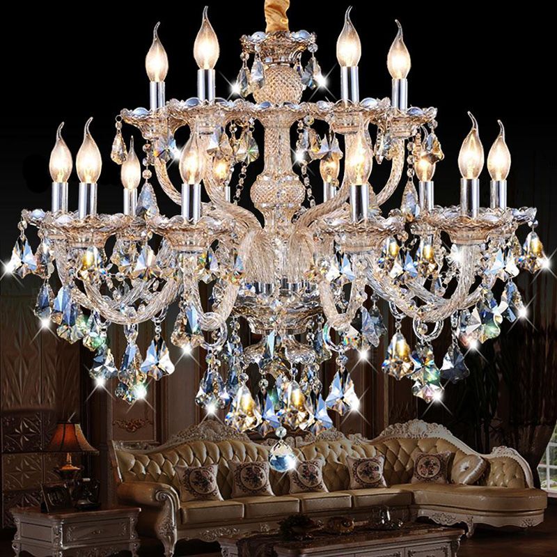 K9 Crystal Traditional Style Chandelier Light Fixtures Living Room Chandelier with Dangling Crystal Accents