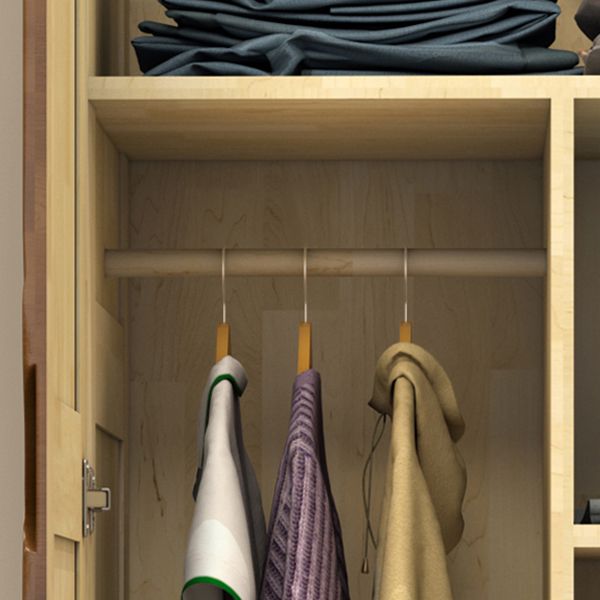 Traditional Rubberwood Wardrobe with Drawers Matte Finish Cabinet for Home