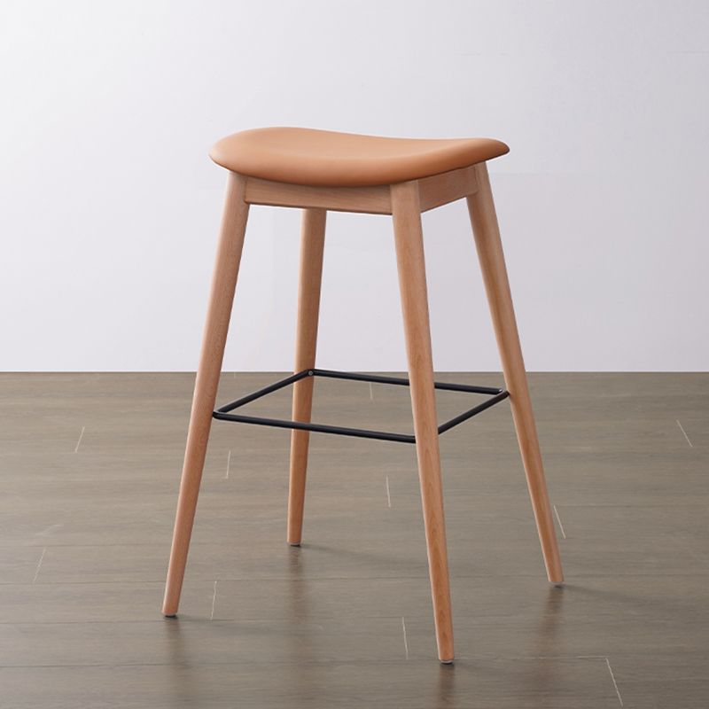 Modern Wood Legs Counter Chair Indoor Footrest Saddle Seat Counter Bar Stool