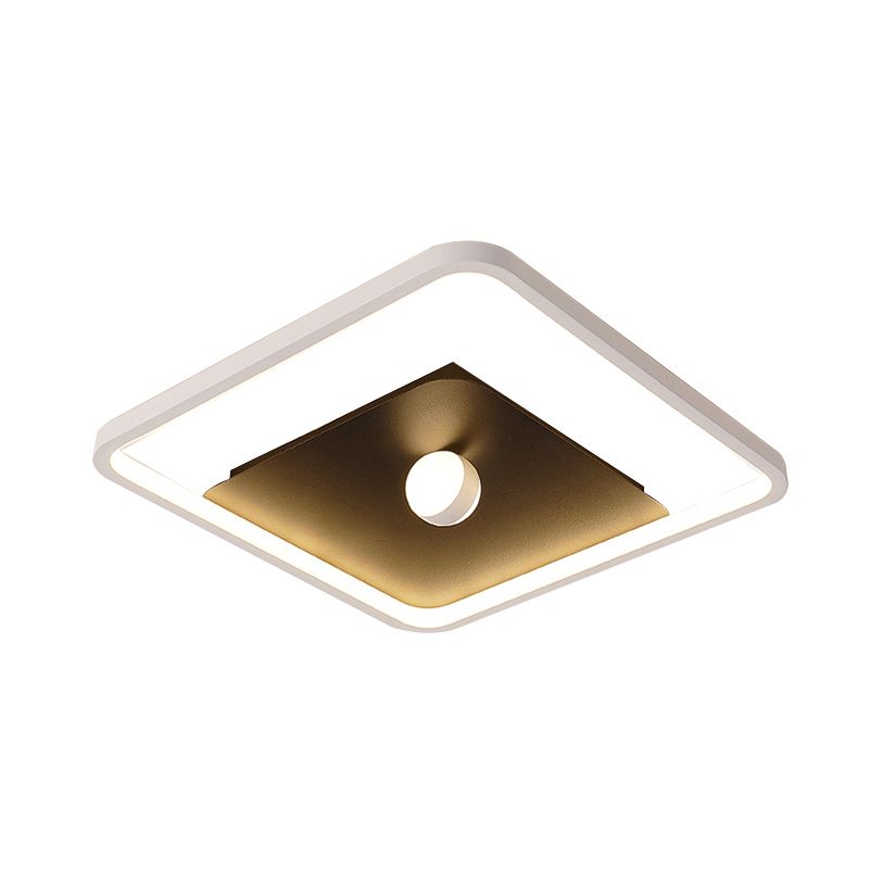 Contemporary Square LED Flush Mount Acrylic Bedroom Ceiling Lighting with Ball Deco in Black and White