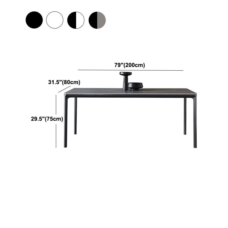 Stone Modern Rectangle Dining Table Matte Finish 4 Legs Table for Kitchen