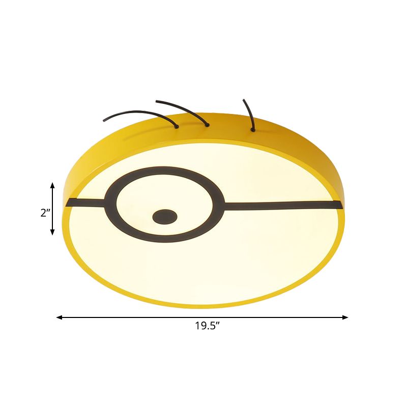 Kids Cartoon Character Flushmount Light Acrylic Kindergarten LED Ceiling Fixture in Yellow