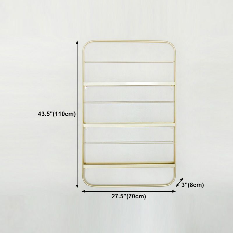 Metal Floating Bookcase Gold Color Wall Mounted Shelf for Home Office
