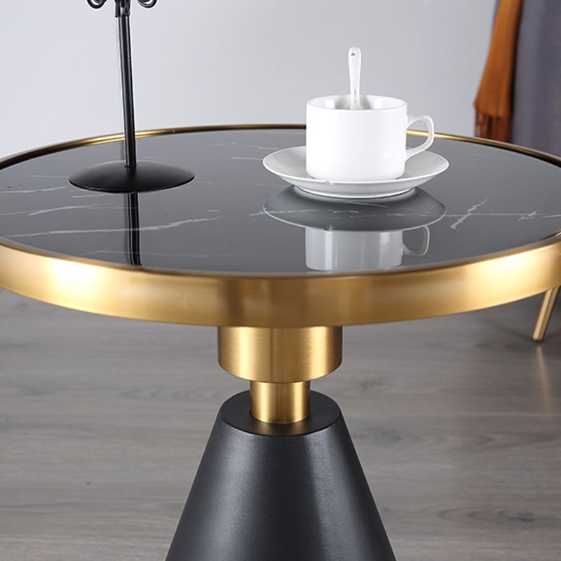 Contemporary Pedestal Round Marble/Stone Side Table - 21.65" H