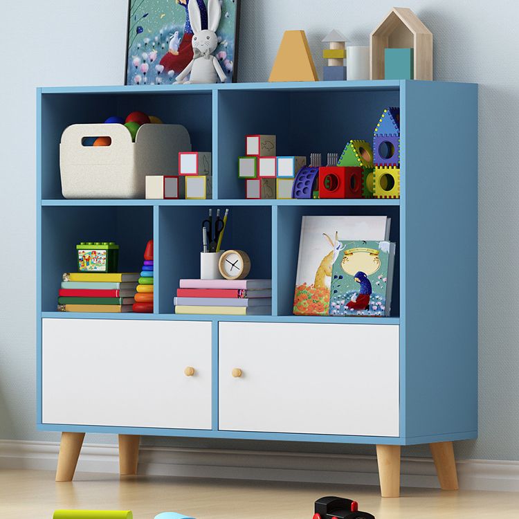 Wooden Shelf Bookcase Closed Back Bookshelf with Doors for Office