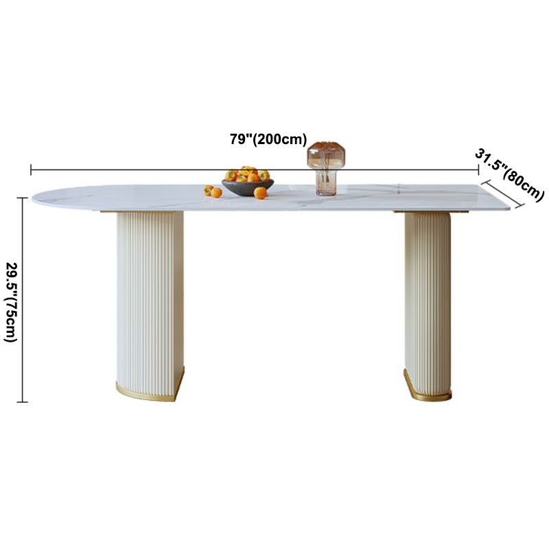 Contemporary Dining Table Sintered Stone Dining Table with Double Pedestal for Dining