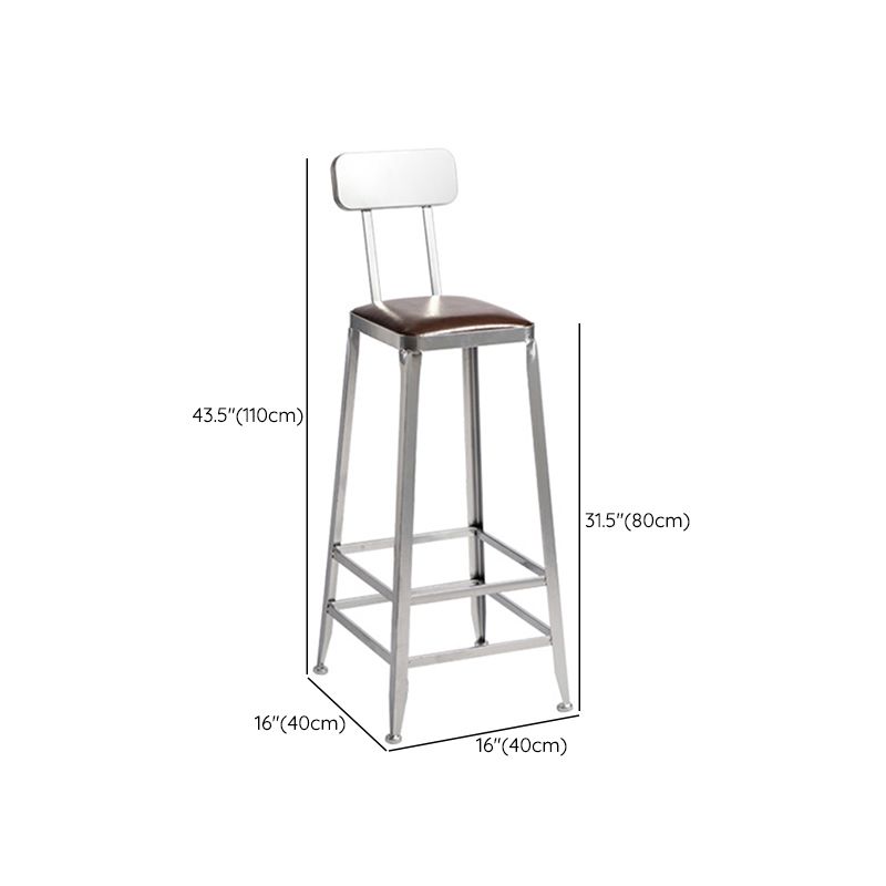 Metal Dining Stools Contemporary Armless Faux Leathe Bar Stools